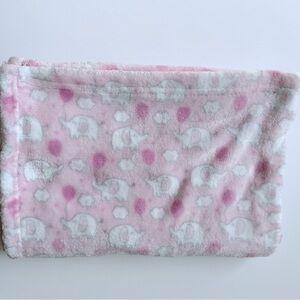 Zak & Zoey Baby Blanket Plush Pink Elephant Balloon White Gray